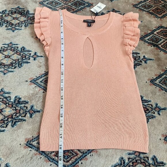*NWT* Blush Pink Keyhole Neck Sleeveless Knit Semi-Crop Sweater Top - Size XS - Picture 6 of 16